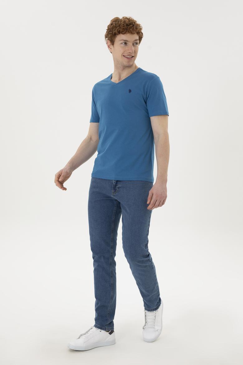 Erkek Petrol V Yaka Basic Tişört - 50248506034