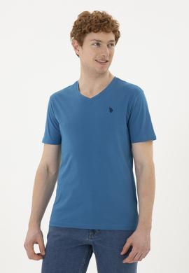 Erkek Petrol V Yaka Basic Tişört - 50248506034