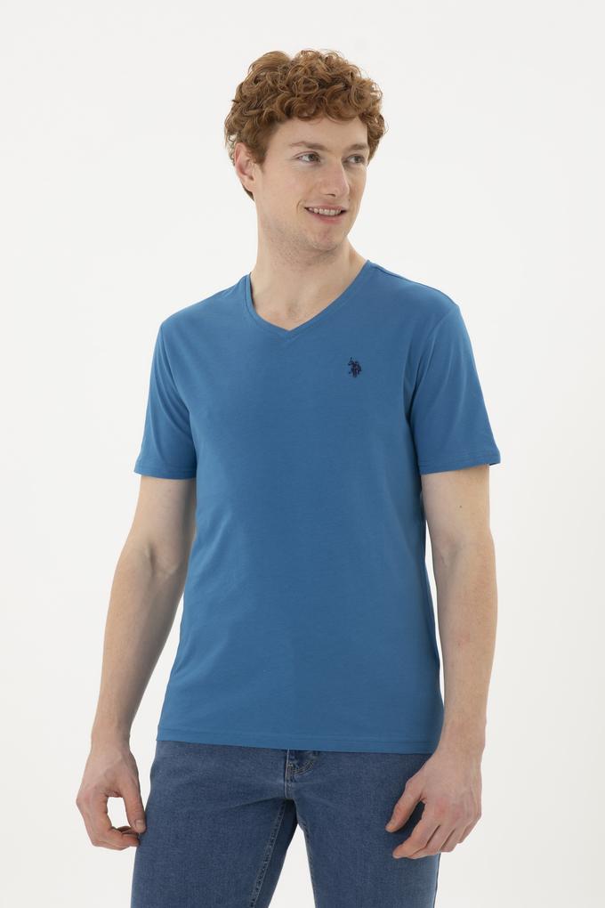 Erkek Petrol V Yaka Basic Tişört