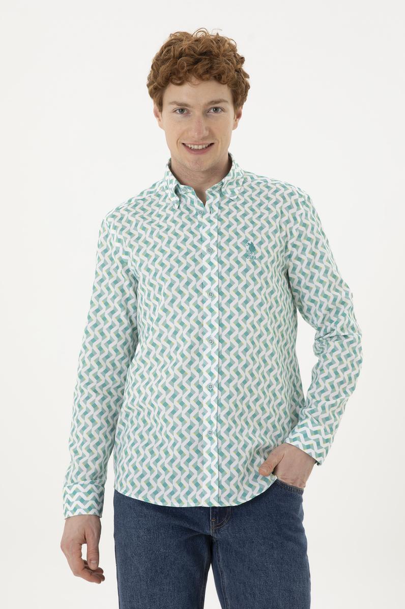 Erkek Mint Uzun Kollu Gömlek