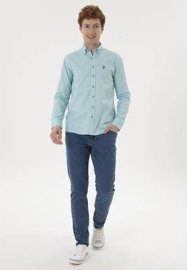 Erkek Mint Uzun Kollu Basic Gömlek - 50263100064