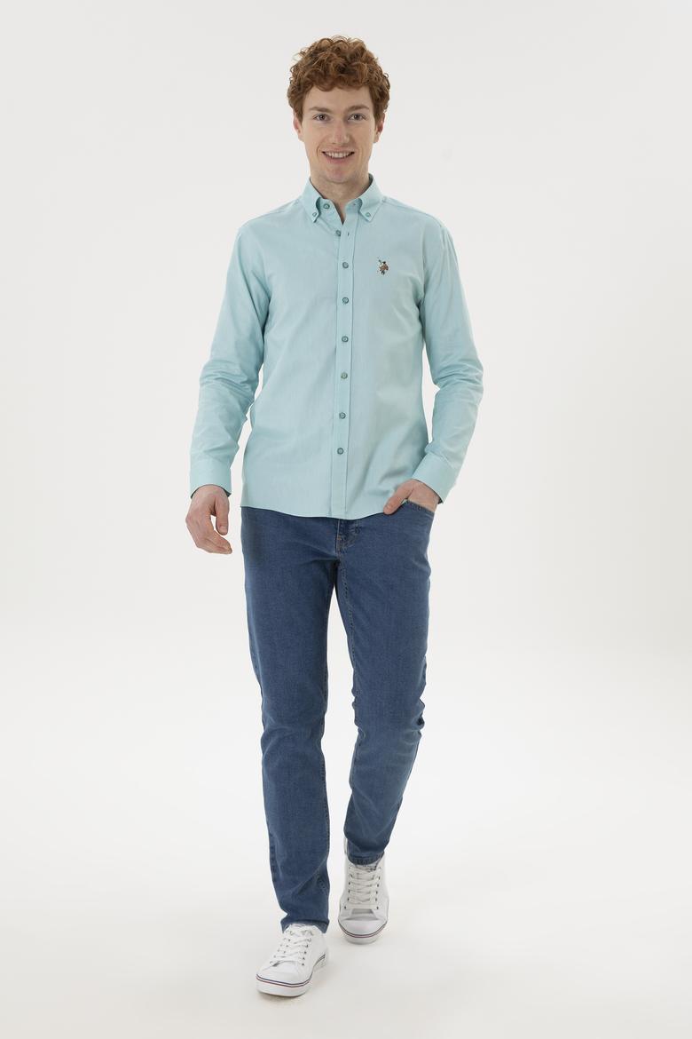 Erkek Mint Uzun Kollu Basic Gömlek - 50263100064