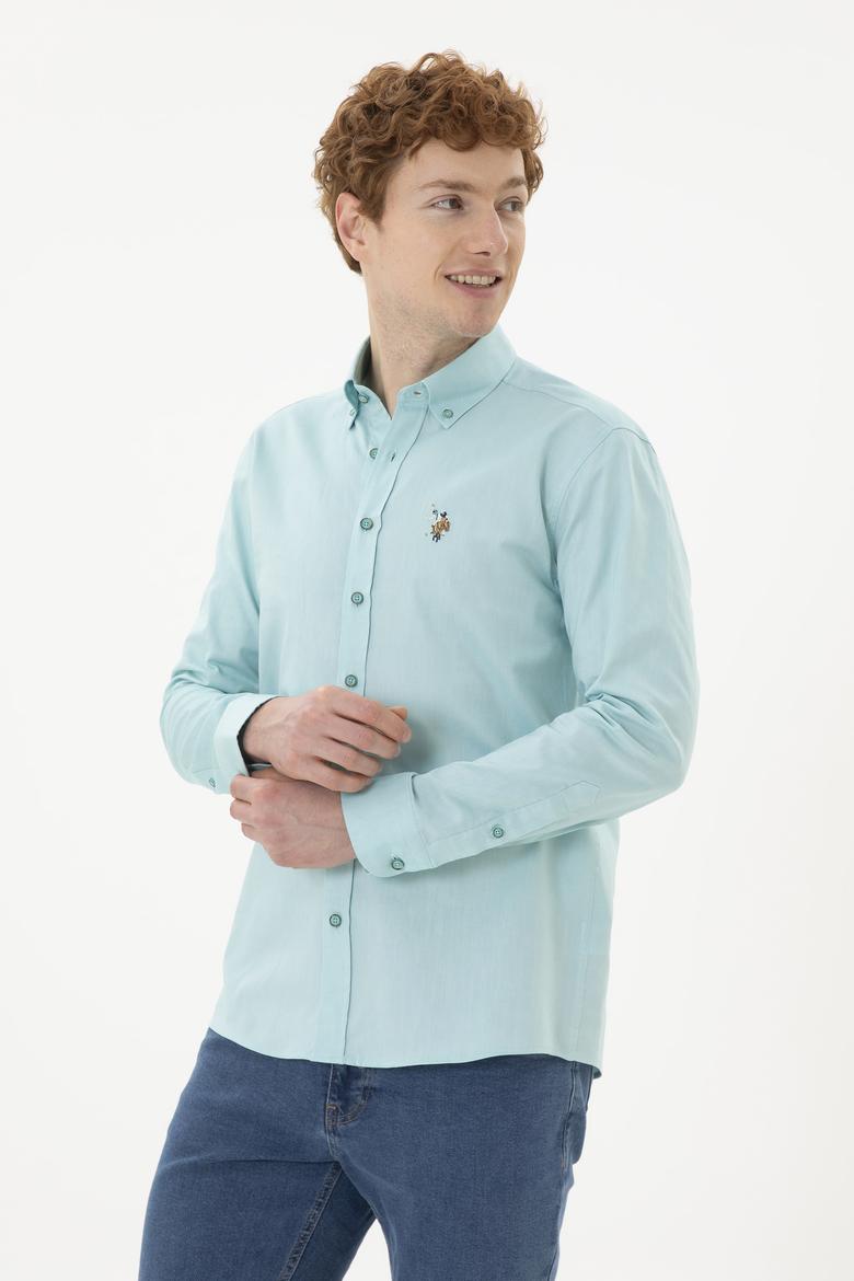 Erkek Mint Uzun Kollu Basic Gömlek - 50263100064