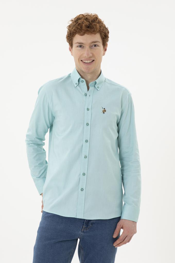 Erkek Mint Uzun Kollu Basic Gömlek