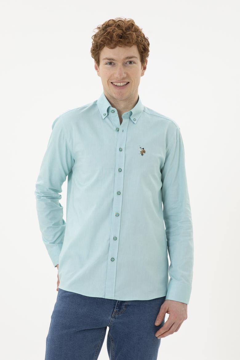 Erkek Mint Uzun Kollu Basic Gömlek