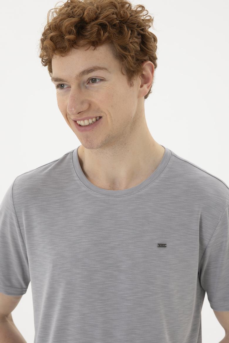 Erkek Koyu Gri Basic Tişört - 50285294071