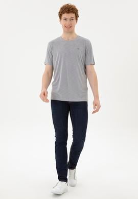 Erkek Koyu Gri Basic Tişört - 50285294071