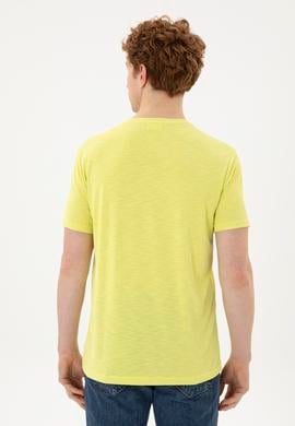 Erkek Regular Fit Bisiklet Yaka Fıstık Yeşili Basic Tişört - 50285294089