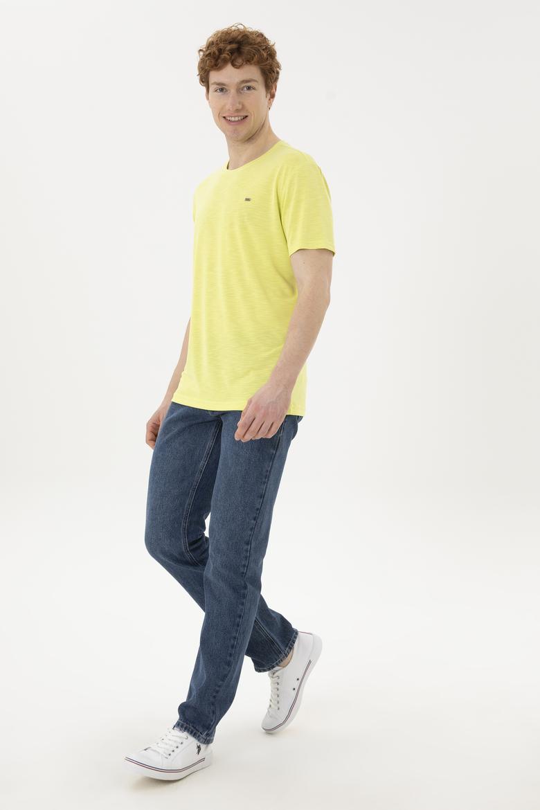 Erkek Regular Fit Bisiklet Yaka Fıstık Yeşili Basic Tişört - 50285294089