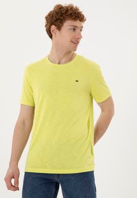 Erkek Regular Fit Bisiklet Yaka Fıstık Yeşili Basic Tişört - 50285294089