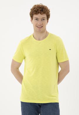 Erkek Regular Fit Bisiklet Yaka Fıstık Yeşili Basic Tişört - 50285294089