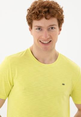 Erkek Regular Fit Bisiklet Yaka Fıstık Yeşili Basic Tişört - 50285294089