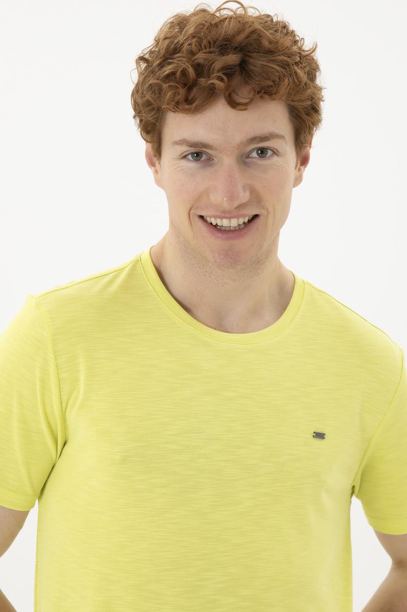 Erkek Regular Fit Bisiklet Yaka Fıstık Yeşili Basic Tişört