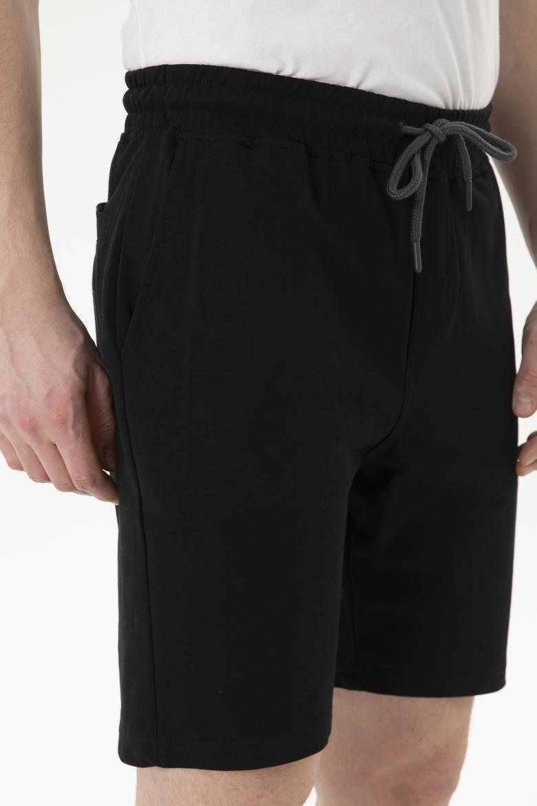 Erkek Siyah Örme Şort - 50279636008