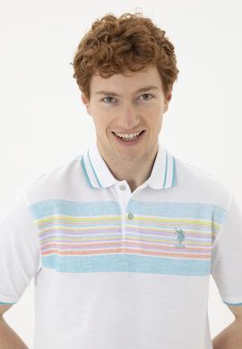 Erkek Regular Fit Polo Yaka Beyaz Tişört - 50281516008
