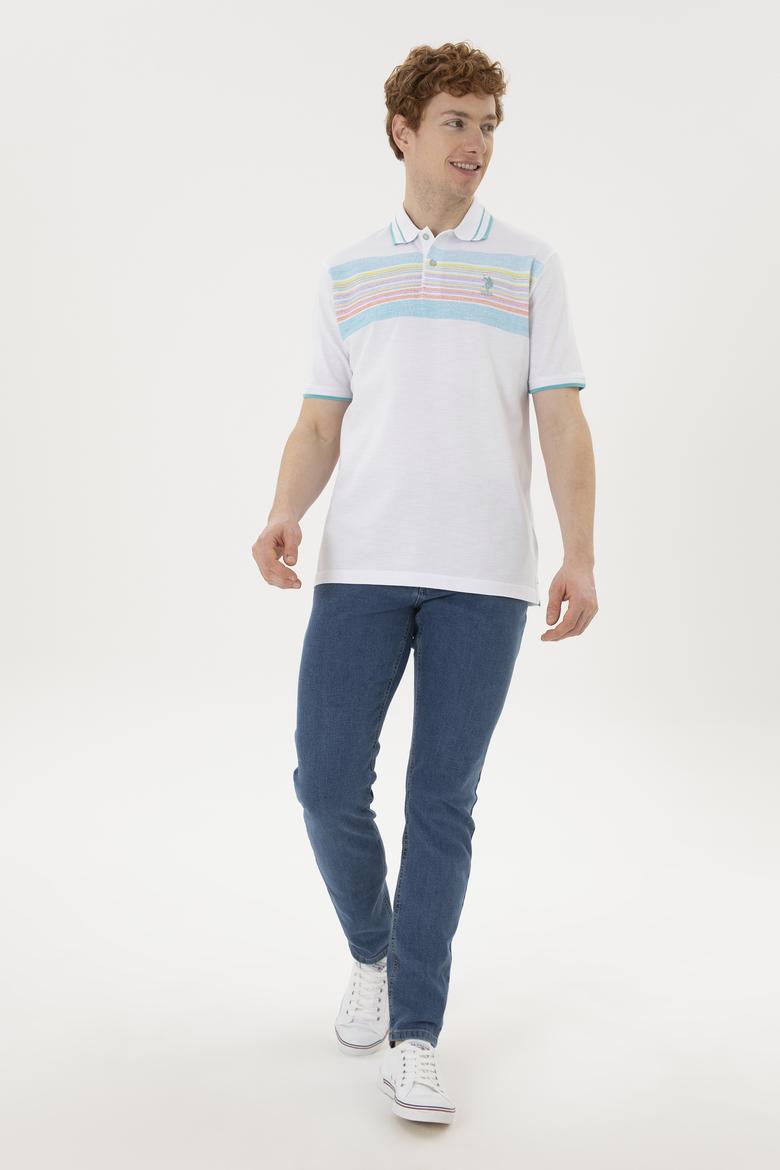 Erkek Regular Fit Polo Yaka Beyaz Tişört - 50281516008