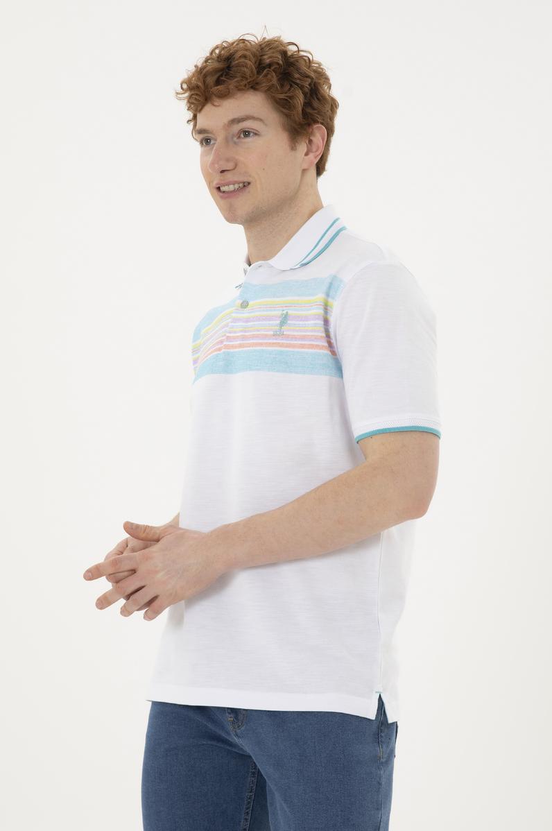 Erkek Regular Fit Polo Yaka Beyaz Tişört