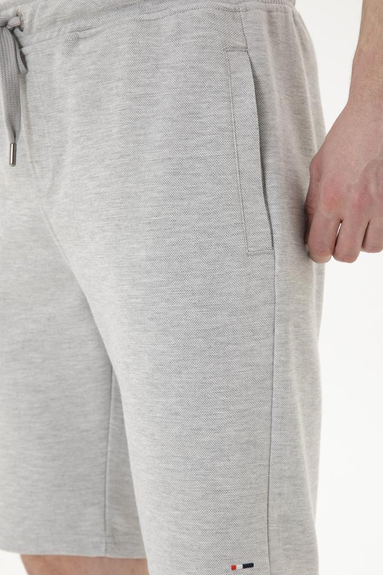 Erkek Gri Melanj Örme Şort - 50282240038