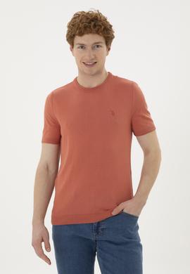 Erkek Slim Fit Bisiklet Yaka Pudra Kazak - 50280428044