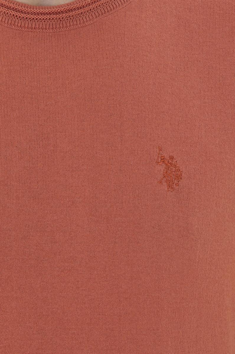 Erkek Slim Fit Bisiklet Yaka Pudra Kazak