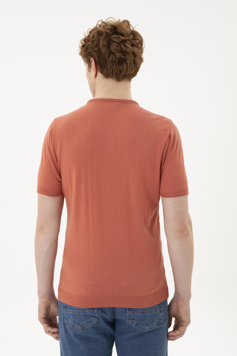 Erkek Slim Fit Bisiklet Yaka Pudra Kazak - 50280428044