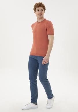 Erkek Slim Fit Bisiklet Yaka Pudra Kazak - 50280428044