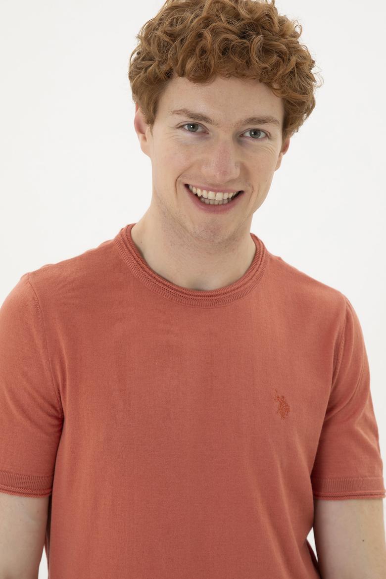 Erkek Slim Fit Bisiklet Yaka Pudra Kazak - 50280428044