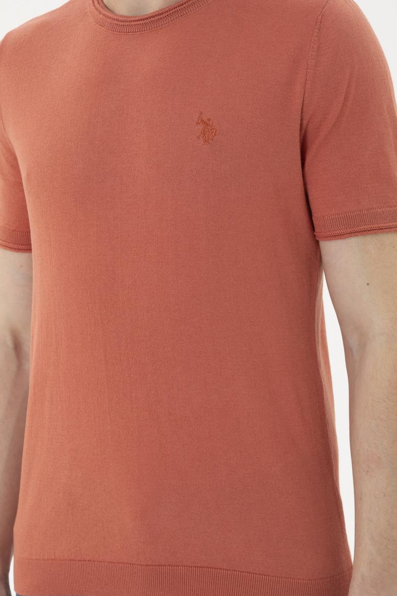 Erkek Slim Fit Bisiklet Yaka Pudra Kazak - 50280428044