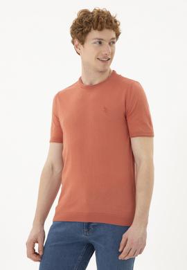 Erkek Slim Fit Bisiklet Yaka Pudra Kazak - 50280428044