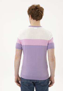 Erkek Slim Fit Bisiklet Yaka Lila Kazak - 50280430035