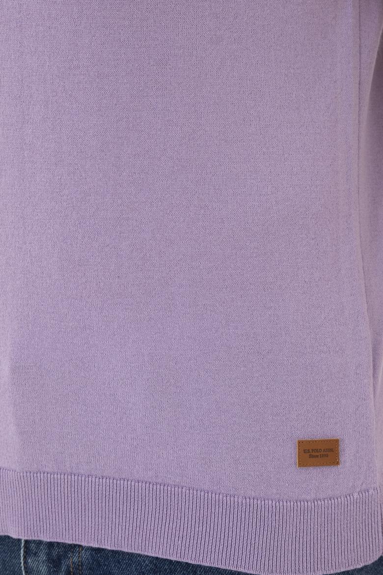 Erkek Slim Fit Bisiklet Yaka Lila Kazak - 50280430035