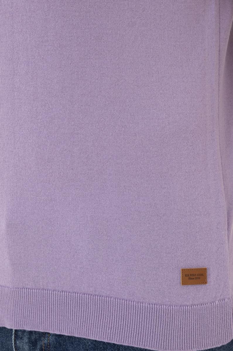 Erkek Slim Fit Bisiklet Yaka Lila Kazak