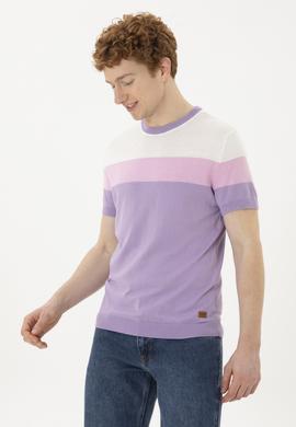 Erkek Slim Fit Bisiklet Yaka Lila Kazak - 50280430035