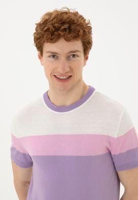 Erkek Slim Fit Bisiklet Yaka Lila Kazak - 50280430035