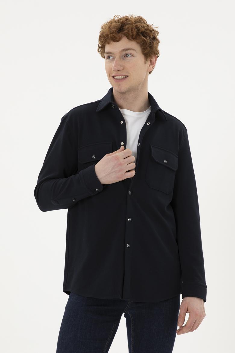 Erkek Lacivert Uzun Kollu Gömlek - 50283794015