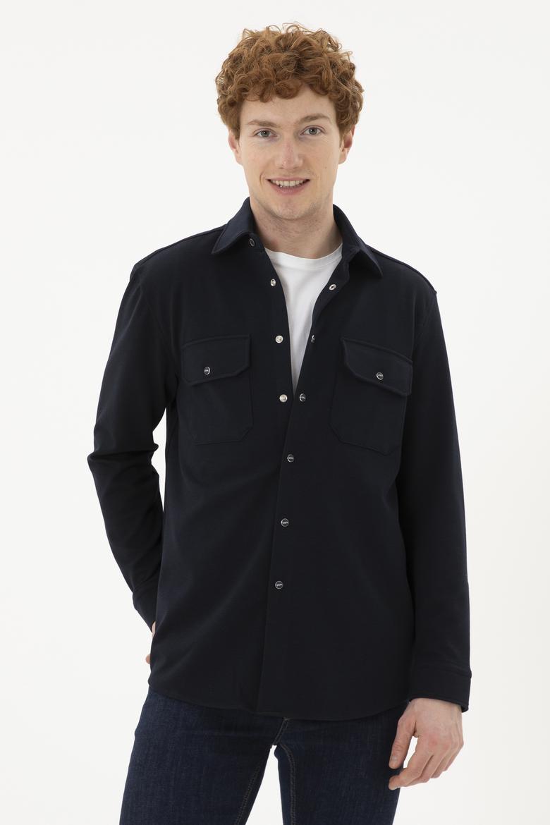 Erkek Lacivert Uzun Kollu Gömlek