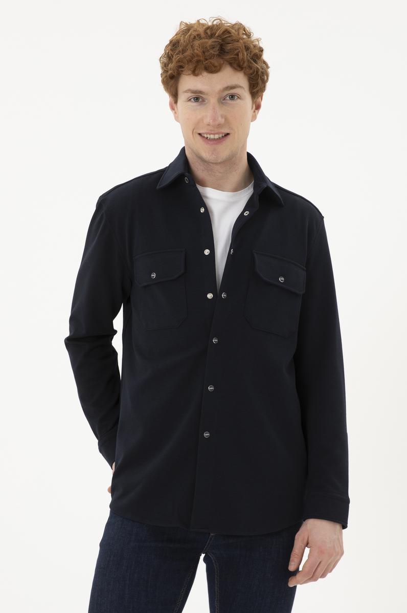 Erkek Lacivert Uzun Kollu Gömlek