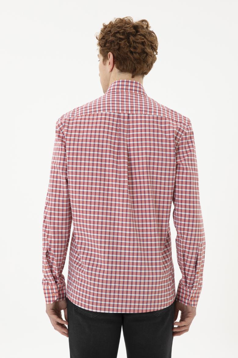 Erkek Kareli Kırmızı Gömlek - 50282805021