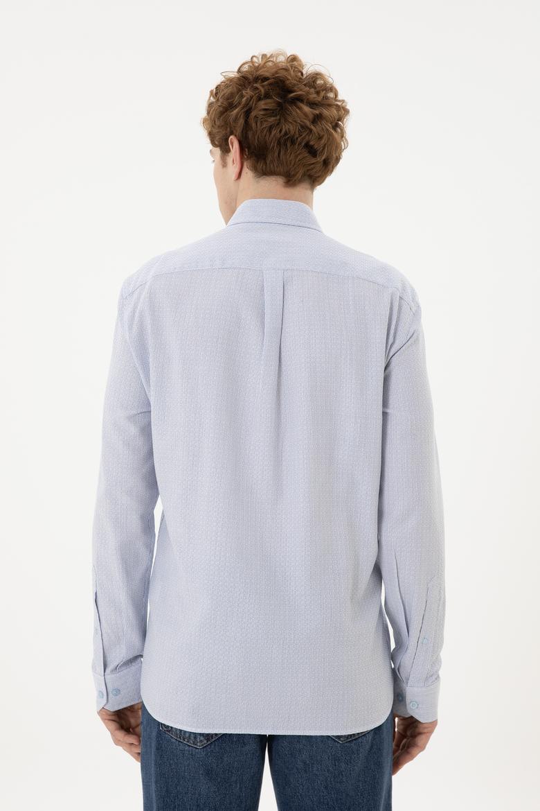 Erkek Saks Uzun Kollu Gömlek - 50282814003