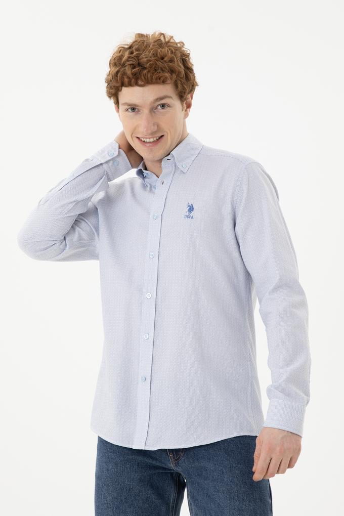 Erkek Saks Uzun Kollu Gömlek