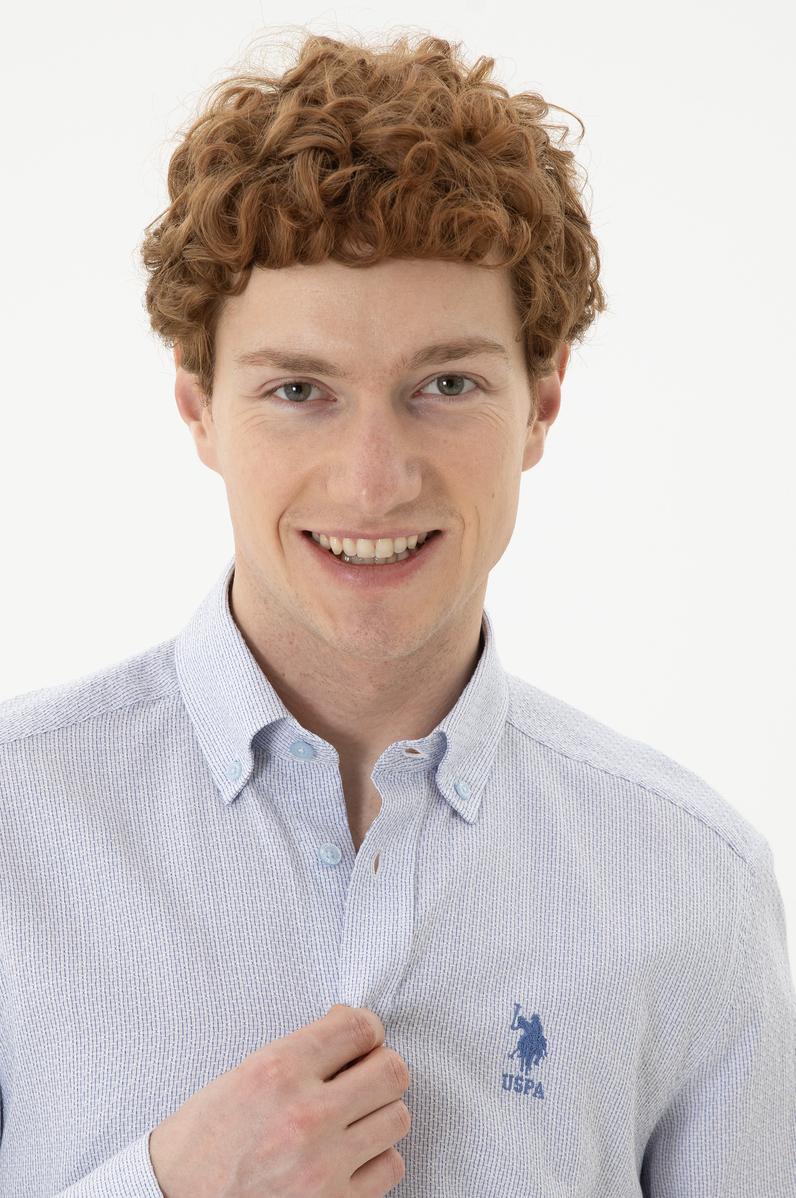 Erkek Saks Uzun Kollu Gömlek