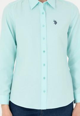 Kadın Su Yeşili Uzun Kollu Basic Gömlek - 50288851124