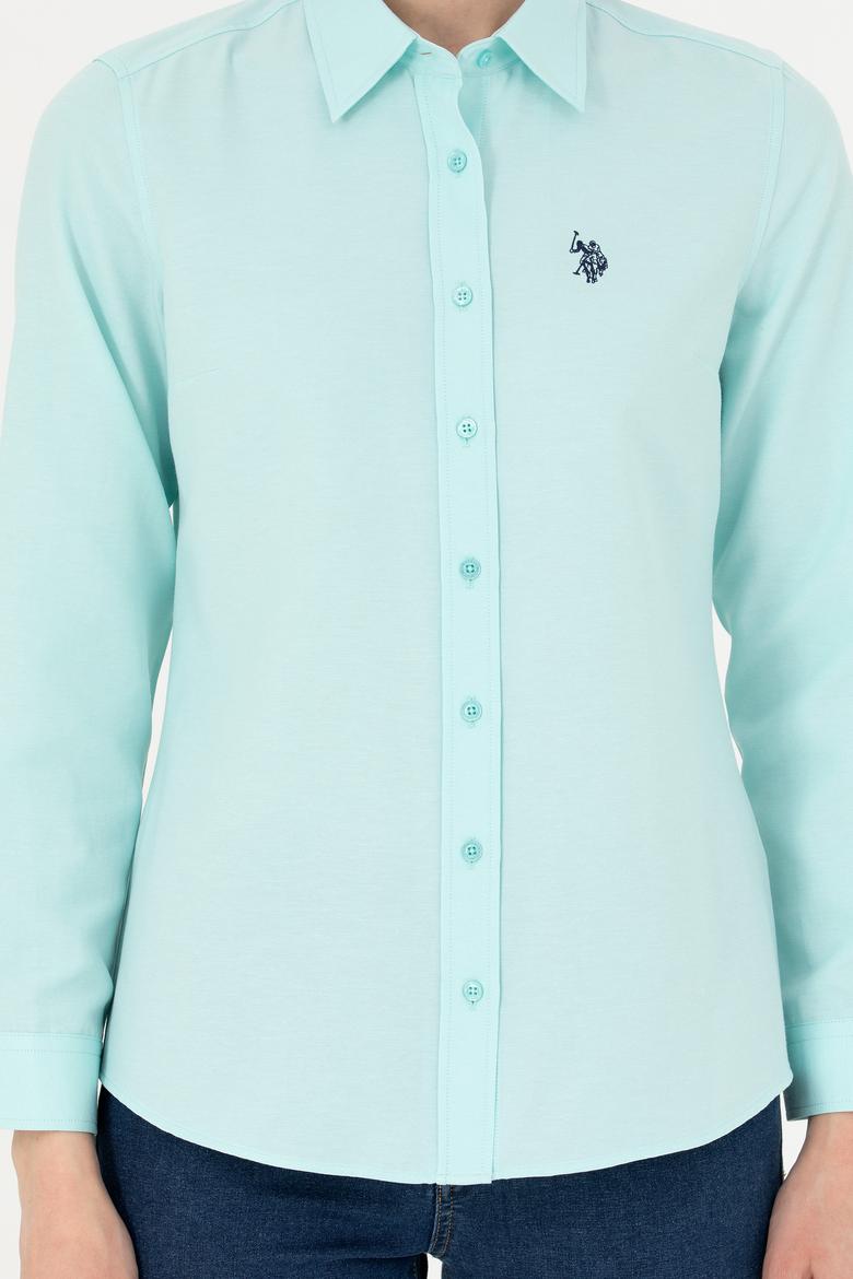 Kadın Su Yeşili Uzun Kollu Basic Gömlek - 50288851124