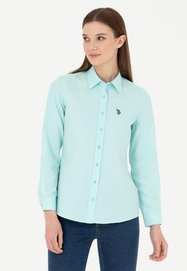 Kadın Su Yeşili Uzun Kollu Basic Gömlek - 50288851124