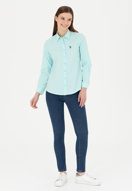 Kadın Su Yeşili Uzun Kollu Basic Gömlek - 50288851124