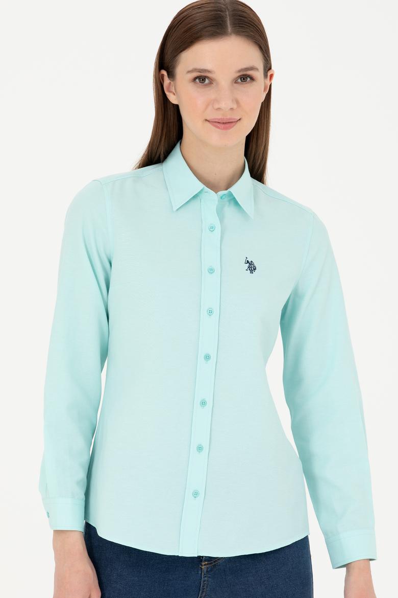 Kadın Su Yeşili Uzun Kollu Basic Gömlek - 50288851124