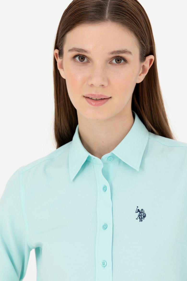 Kadın Su Yeşili Uzun Kollu Basic Gömlek - 50288851124