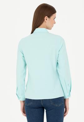 Kadın Su Yeşili Uzun Kollu Basic Gömlek - 50288851124