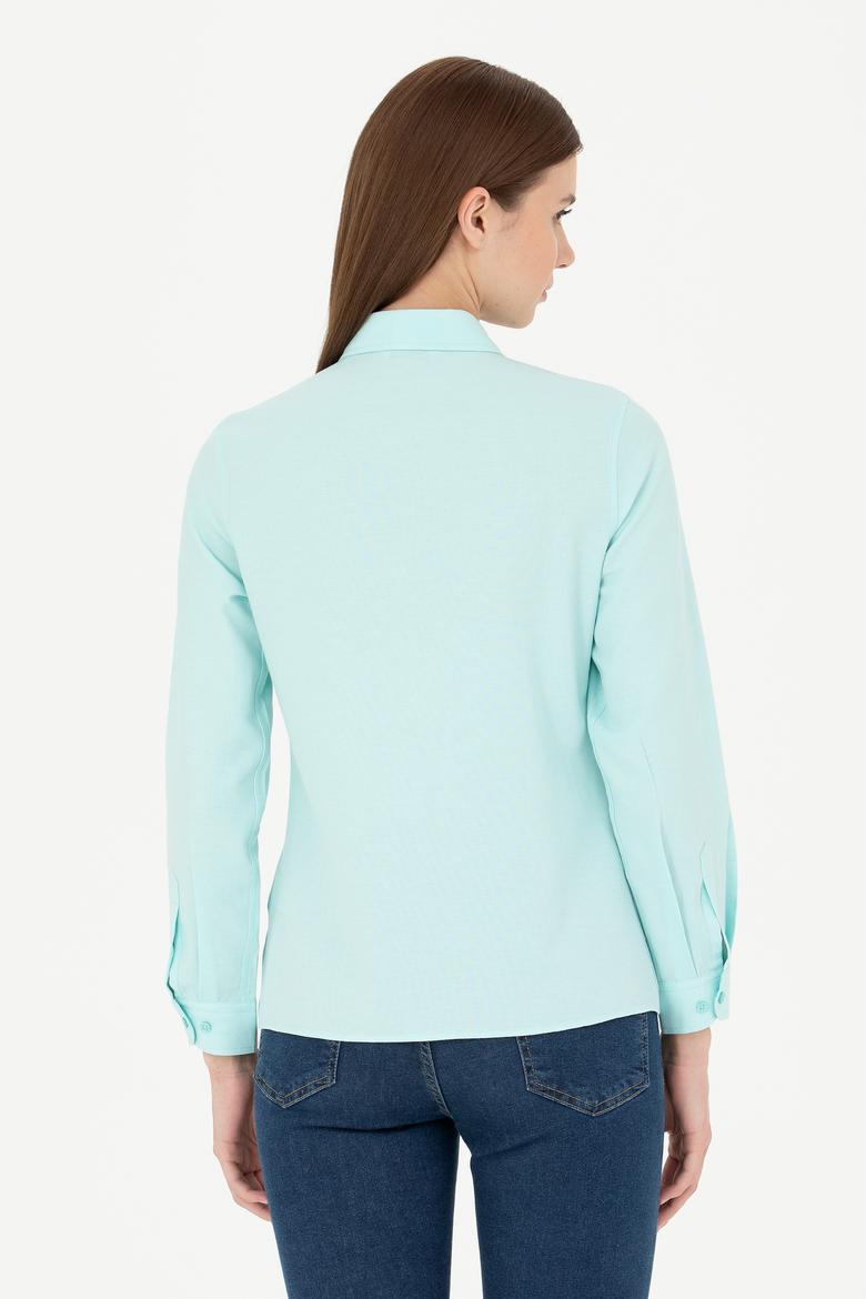 Kadın Su Yeşili Uzun Kollu Basic Gömlek - 50288851124