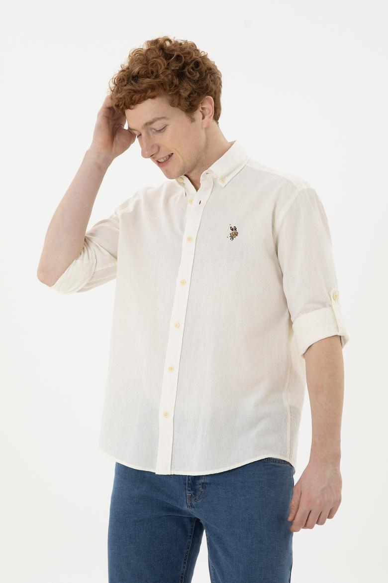 Erkek Krem Uzun Kollu Gömlek